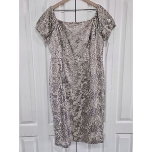 NWT Gold Sequin ANTONIO MELANI Formal Dress w/ Florals Lace Champagne Colored